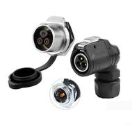 Conector impermeable LP-20 de 2 a 4 pines de 90 grados para energía industrial, clasificación IP68, soporta corriente de 20 A y voltaje de 500 V, diseñado con materiales de ingeniería robustos (3