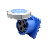 Conector industrial impermeable IEC 60309 de 3 pines, 63 A, 200 V-250 V, 2P+E, 6H, IP67, conector hembra, toma alimentación for montaje en superficie for aviación e industria