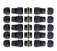 Conector IP68 resistente a la intemperie de 3 pines | 400 V 24 A directo para luces LED de exterior/luces de jardín/luces de inundación | Juego de 5 piezas para cableado de 9-12