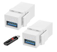 Conector Jack USB Keystone USB acoplador Jack Keystone - Adaptador hembra a hembra con conector de panel USB 3.0 a 2 piezas para placas de pared USB, adaptador acoplador para