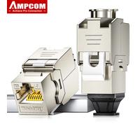 Conector Keystone Blindado AMPCOM Pro Cat7/6A/6, Conector RJ45 sin Herramientas de Aleación de Zinc con Pines Chapados en Oro de 50u para Redes de Alta Velocidad CAT6