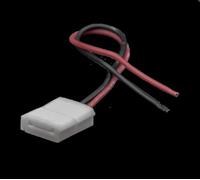 Conector LED Strip 10 mm, cable de 15 cm, paquete de 2 piezas, ideal para extensiones de tiras LED y conexiones seguras.