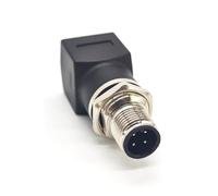 Conector M12 a RJ45 Adaptador recto M12 de 4 pines macho a conector hembra RJ45 A código impermeable