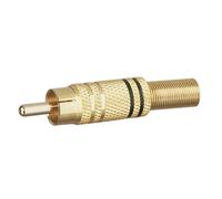Conector macho coaxial rca metálico electro dh. aros rojo 10.590/d/r
