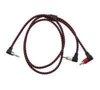 Conector macho de 3,5 mm a 2 conectores auxiliares de micrófono Y de 90 grados para portátil (1 m)