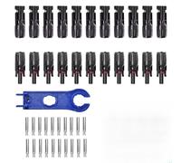 Conector MC4 - Adaptador de cableado de panel solar, 10 pares de conectores crimpados macho/hembra, kit fotovoltaico de alta eficiencia, resistente a la intemperie y duradero | Kit para montaje en