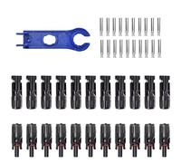 Conector MC4 - Conectores de adaptador para paneles solares por 10 pares,Kit de cableado impermeable, herramientas de crimpado de cables resistentes macho hembra para estación de alimentación