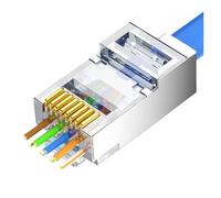 Conector Modular RJ45 CAT6, Recto, blindado, de crimpado, de 3 Pines, 8P8C, Chapado en Oro, for Conectores de Cable Ethernet STP.(100Pcs,OD 1.1 mm)