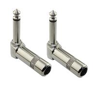 Conector Mono 6.35mm Curvado Niquelado para Guitarra Eléctrica | Aleación de Zinc, Pack de 2 Piezas, Apertura ≥7mm, para Micrófonos y Teclados en Estudio