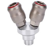 Conector neumático de 2 vías, conector de protección de piezas de automóvil de 4 puntos de rosca exterior de dos vías circular autoblocante, adecuado para compresores de aire, amoladoras