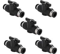 Conector neumático de 6mm, 5 unidades neumáticas de aire comprimido válvula de cierre de cable redondo manguera neumática 6mm Conector válvula neumática cabeza directa neumática acoplamiento rápido