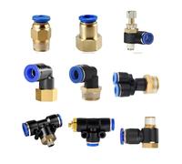 Conector neumático de aire Conector de aire neumático PC/PCF/PL/PLF 4mm 6mm 8mm accesorios for mangueras rectas conectores rápidos de tubería(4-01 (4mm-1l8),PB)