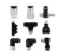 Conector neumático de aire PC/PCF/PB/PKB/PH/PL/PLF/PX/SL, rosca de 4 mm, 6 mm, 8/10 mm, 1/8, 1/4, 3/8 y 1/2, color negro.(8-04 (8mm-1l2),PC)