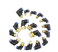 Conector neumático de codo PL, 1/4, 3/8, 1/2, 1/8 BSP, conector rápido de aire de rosca macho, manguera de empuje en forma de L, OD 6mm, 8mm, 10mm, 12mm(10-03,10pcs)