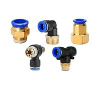 Conector neumático PL de 4 mm, 6 mm, 8 mm, 10 mm, 12 mm, rosca M5 0.75 pulgadas, 1, 2 vías, conectores rápidos de tubería, 5 unidades (OD4mm-1I8)