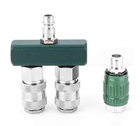 Conector Neumático Rápido 1/4 Pulgadas Recto Bidireccional con Válvula Ajustable - Kit Acoplamiento para Manguera de Aire Industrial SAE 100R1 Compatible