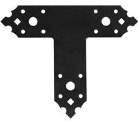 Conector plano en forma de T, placa perforada, 170 x 140 x 40 x 2,5 mm, conector de madera, conector de madera metálico, chapa perforada negra, decoración vintage, 1 unidad