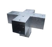 Conector poste madera cuadrado, 5 postes, 9x9 cm, acero, exterior