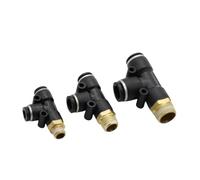 Conector rápido de accesorios neumáticos de tres vías roscados de 10/20 piezas for compresores y sistemas neumáticos(Pd10-04 10PCS)