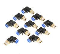 Conector Rápido de Codo Neumático Tubo de Montaje Rápido de Codo de 90 Grados de Conexión Rápida Neumática Macho PT de 8 mm x 1/4 "(10 piezas)