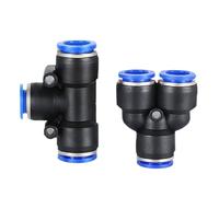 Conector rápido de tubería de aire, componente neumático, PE8, positivo, en forma de T, tres vías, diámetro Variable, tapones de tapa azul, PEG8-6/10, 2 uds.(Bluepe-4)