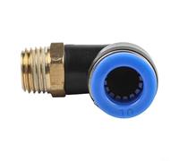 Conector rápido del codo neumático para el compresor de aire, latón y plástico roscado con rotación de 360 grados, negro (PL10-02)