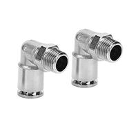 Conector Rápido Neumático 2 unids latón niquelado montaje rápido neumático empuje conector tubo montaje línea de aire recto adaptador BSPP rosca externa Conexiones Neumáticas (1/4")