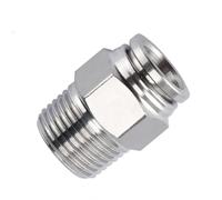 Conector rápido neumático de acero inoxidable 304, rosca macho BSPT M5 de 1/8", 1/4", 3/8", 1/2" y 3/4", accesorio recto for tubería.(10mm 3/8")