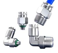 Conector rápido neumático de rosca externa de acero inoxidable PC 304, conector de manguera de tubo de aire de 1/8 "1/4" 3/8 "1/2"(10-04,304PCF)