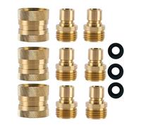 Conector rápido para manguera de jardín, conectores rápidos de agua de latón, rosca GHT de 3/4 pulgadas, 3 acopladores hembra, 6 pezones machos, conector de jardín