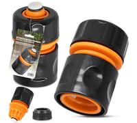 Conector Rápido para Mangueras de Jardín Aqua 3/4'' Tope de Agua Adaptador de Plástico Racor Universal Hermético Mango Ranurado Montaje Sencillo
