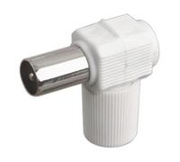 Conector recto acodado de 9,5mm para TV, compatible con conexiones de audio y video, ideal para instalaciones domésticas y profesionales.