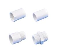 Conector recto de PVC blanco for riego de jardín, junta de tubería de suministro de agua de 1/2 "~ 1,5", hilo macho/hembra a 20/25/32/40/50mm, 2 uds.