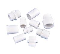 Conector recto de PVC blanco for tubería de riego de jardín, 2 unidades, rosca macho/hembra de 1/2" a 1,5" (20/25/32/40/50 mm)(Style B,20mm)