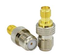 Conector recto macho hembra SMA a F TV, adaptador coaxial, orificio interior roscado chapado en Latón dorado(Type2,5PCS)