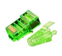 Conector recto RJ45 Cat6 50/50 y dispositivo de alivio de tensión for crimpar enchufes modulares.(Green)