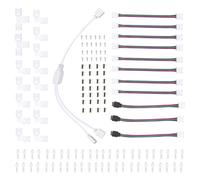 Conector Rgb sin Soldadura de 4 Pines para Tira LED | Plástico Blanco, Fijación Clips y Tornillos, para Esquina y Extensión de Cable