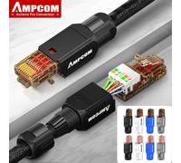 Conector RJ45 AMPCOM, sin necesidad de herramientas, CAT6A, CAT6, 10 Gbps, UTP, conector modular para instalación en campo, sin necesidad de herramientas, Ethernet, conector de red reutilizable, 1 CAT