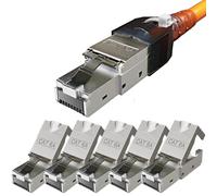 Conector RJ45 Cat 6a Conectores sin Herramientas Blindado Enchufe Macho hasta 10 Gigabit, para Cable de Red Ethernet Cat 7 Cat6a Cat6 8 polos Enchufe | 6 unidades