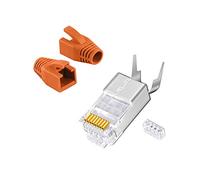 Conector RJ45 Cat 7 Conectores Ethernet Enchufe Macho Alivio de tensión Protección contra dobleces Ojal de Ayuda a la inserción para Ethernet Cat 7 Cat6a Cat6 AWG23 8 Polos Plug 50 Piezas Naranja
