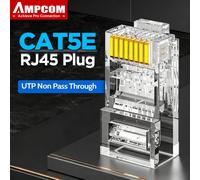 Conector RJ45 CAT5E AMPCOM, Conector Modular 8P8C Sin Passthrough, Cable Ethernet, Conectores de Crimpado para Cable Ethernet, Enchufe de Red UTP None PASS THRU 30pcs
