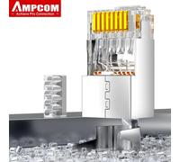 Conector RJ45 CAT7 AMPCOM, Conector Ethernet RJ45 CAT6A para Cable de Red CAT 7 Sólido o Trenzado con Barra de Carga de 1.5mm CAT7 Normal Blue