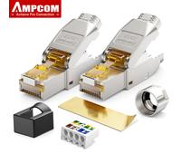 Conector RJ45 sin Herramientas AMPCOM, Conectores de Terminación Reutilizables sin Herramientas CAT8/7A/7/6A/6, Conector Modular de Campo Ethernet Blindado CAT7A