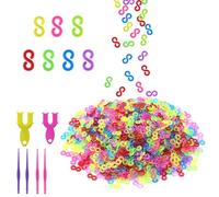 Conector S Clips 1000 Unidades Loom Bandas Cierres Coloridos Bucles de Goma Herramienta de Recarga S Clips Loops Pulsera de Plástico Loops para la Conexión de Loom Band Pulseras Accesorios de Joyería