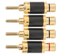 Conector Tipo Banana de Latón Chapado en Oro con Carcasa de Fibra de Carbono, Paquete de 4, Se Adapta a Cables de 7,5 Mm, Fácil Instalación para Receptores AV y Sistemas de Sonido Envolvente