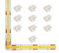 Conector transparente de 3 pines 10 mm RGB COB LED tira con ningún hueco o soldadura, conector en forma de L 10 unidades