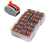 Conector tuerca palanca, CESFONJER Conectores cable compactos 26 piezas conductores surtidos, conector empalme, conectores de cable unilaterales, kit de bloque de cable eléctrico para cable 28-12AWG