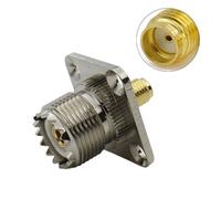Conector UHF a SMA SO239 PL259, conector macho, hembra, brida de 4 orificios, adaptador RF recto latón for radio CB/walkie-talkie(Ivory)