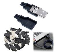 Conector USB 2.0 Tipo A Macho y Hembra de 4 Pines para Cable con Soldadura, Enchufe y Clavija