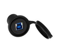 Conector USB de 22 mm, diámetro de Montaje, Metal, USB 3.0 Hembra B a Hembra A con Superficie Plateada